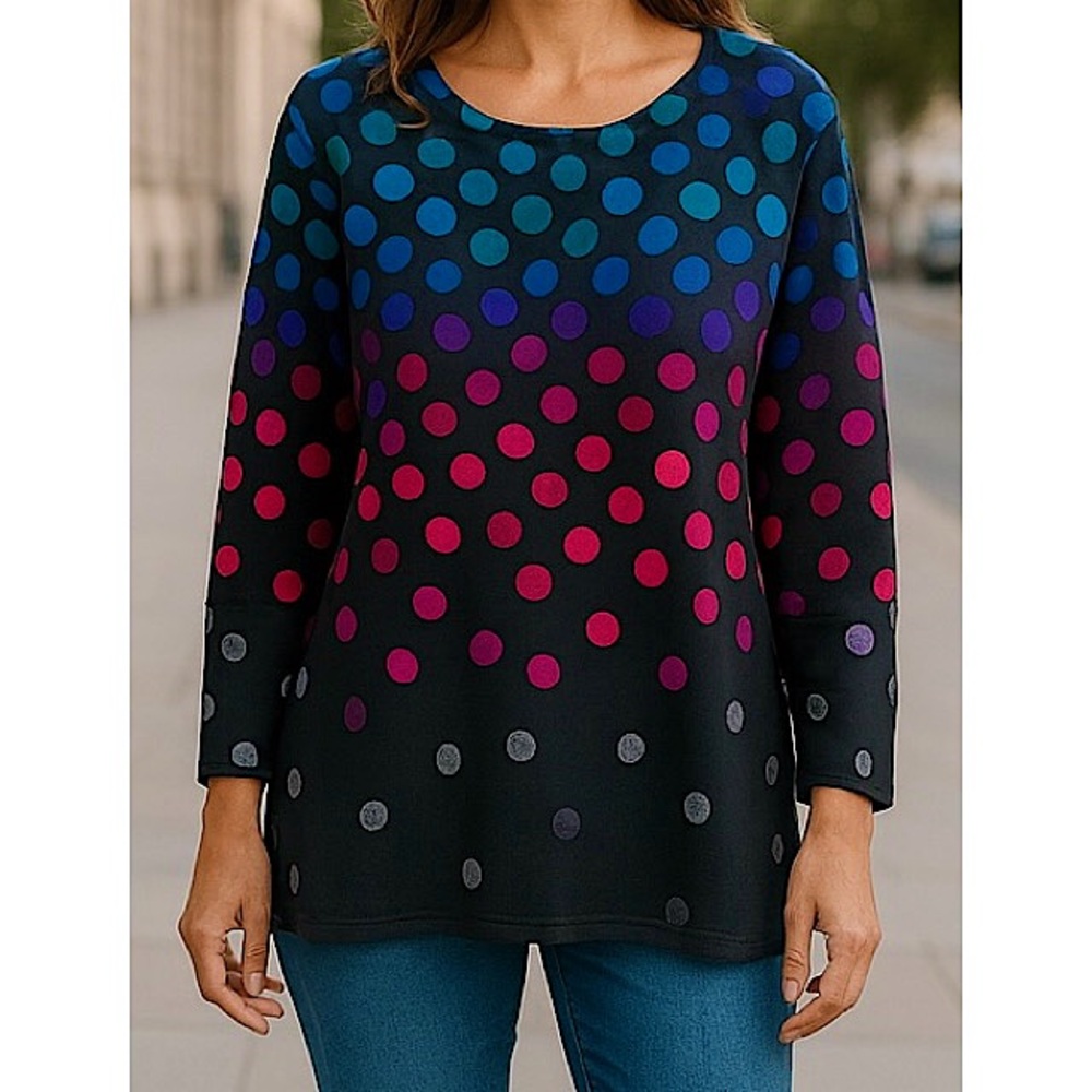 Multiples Medium Black Top With Circular Dotted M… - image 3